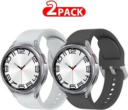 MARGOUN 2 Pack Band for Samsung Galaxy Watch 6/Watch 5/Watch 4 Bands 40mm 44mm/Watch 6 Classic 47mm 43mm/Watch 5 Pro Bands 45mm for Women Men, 20mm Soft Silicone Sport Strap Replacement Band